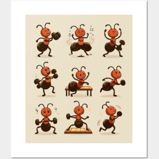 funny ants gym cardio fitness workout Posters and Art